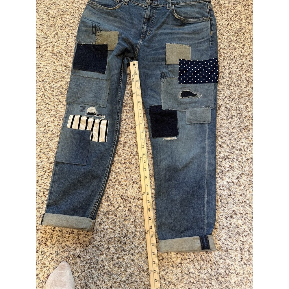 Polo Ralph Lauren Women's Patchwork Blue Jeans Size 10 High Rise Med Wash Ankle - Picture 6 of 10